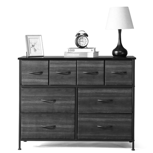 COOKCOK 8 Drawer Dresser - Fabric Storage Tower, Organizer Unit for Bedroom, Living Room, Hallway, Closets - Sturdy Steel Frame, Wooden Top & Easy Pull Fabric Bins