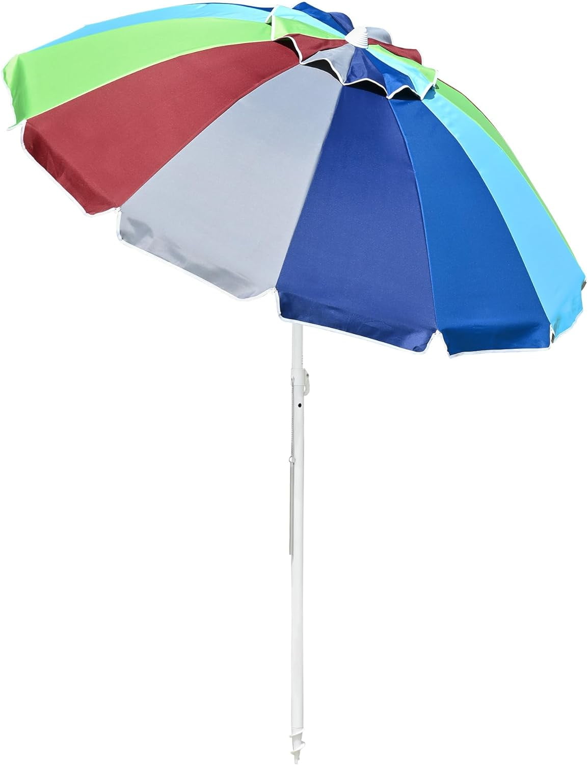 COOKCOK  Beach Umbrella, Patio Sunshade Umbrella with Sand Anchor & Tilt Mechanism, Air-Vent Design, Portable Sun Shelter Suitable for Seaside, Backyard, Poolside