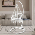 COOKCOK Boho Swinging Hammock Chairs with Stand for Bedroom, Patio, Porch, 265LBS Capacity, White