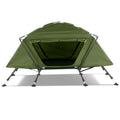 COOKCOK Camping Tent, with Storage Bag, Adjustable Feet, Iron Stands, Camping Bed, 84.6"x 34.5"x 49.2", Army Green