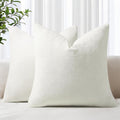 COOKCOK Chenille Black Throw Pillow Covers 18x18 Inch Set of 2, Decorative Soft Couch Pillow Covers Solid Dyed Accent Farmhouse Neutral Square Pillow Cases for Sofa Bed Living Room, Cream White