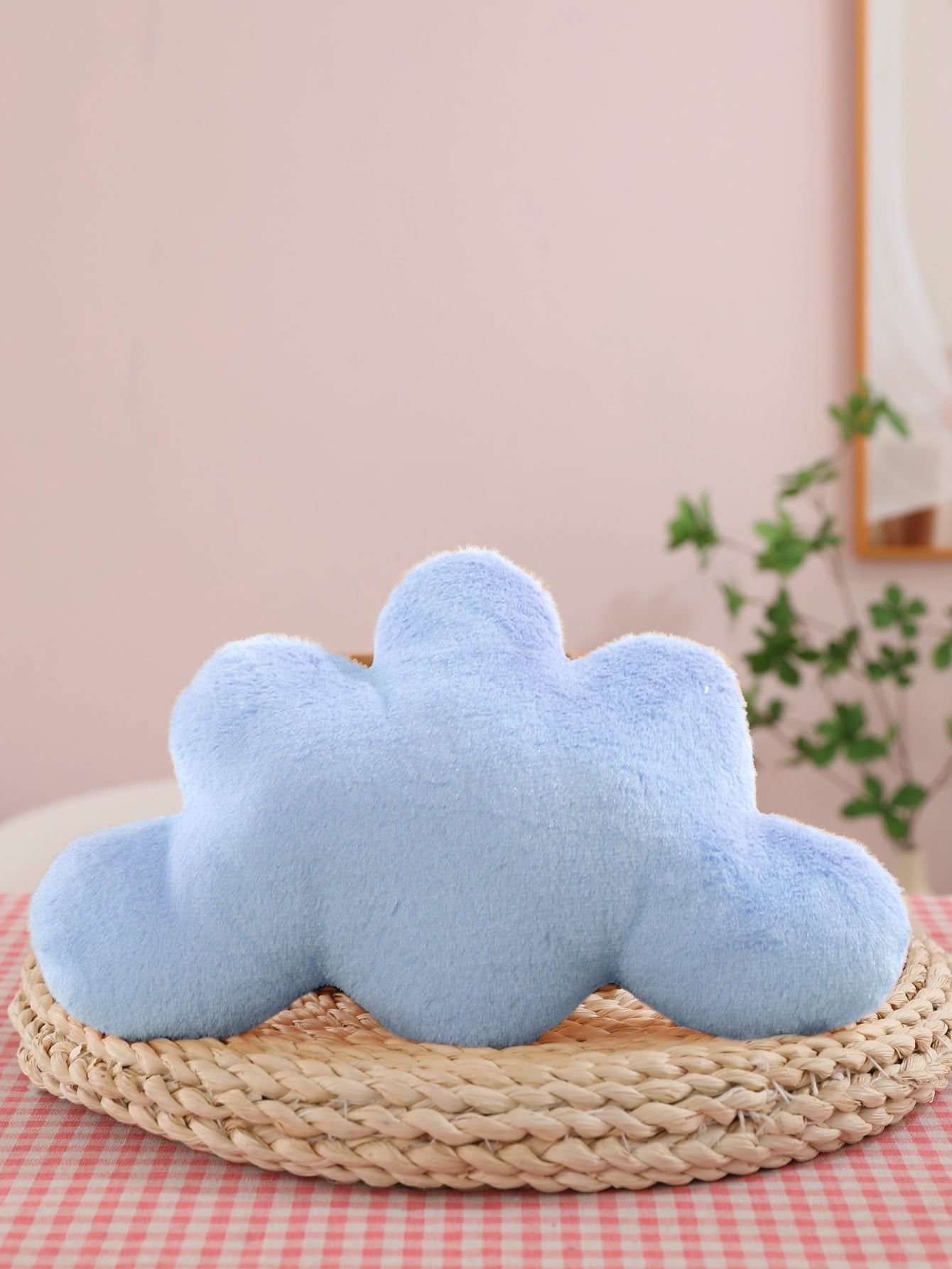 COOKCOK Cloud Pillows, 19.68“ Cloud Shaped Throw Pillow, Soft Floor Pillow for Home Decor, Cute Plush Decorative Pillows with Soft Faux Rabbit Fur for Sofa Bedroom Living Room, Pink