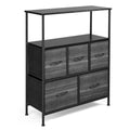 COOKCOK Dresser for Bedroom with 5 Drawers, Dresser TV Stand Storage with 5 Organizer Closet Chest Small Clothes Fabric Cabinet Kids Furniture Binis, Nightstand for Bedroom, Living Room, Nursery