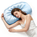 COOKCOK Ergonomic Cervical Memory Foam Pillow for Neck Pain Relief, Cooling Shell Cloud Bed Pillow for Side Back Sleepers, Blue