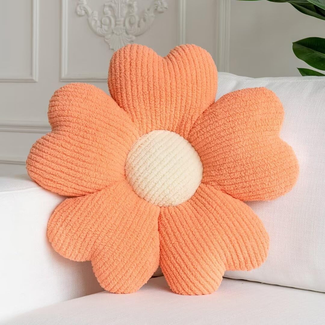 COOKCOK Flower Pillow, 19.7" Flower Shaped Throw Pillow, Daisy Plush Floor Pillow Seat Cushion Cute Aesthetic Decorative Throw Pillows for Bed Home Sofa Chair Couch Decor, Pink
