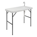 COOKCOK HDPE Rectangular With Barbed Wire Foldable Outdoor Table, 46"L x 24"W x 37"H, White