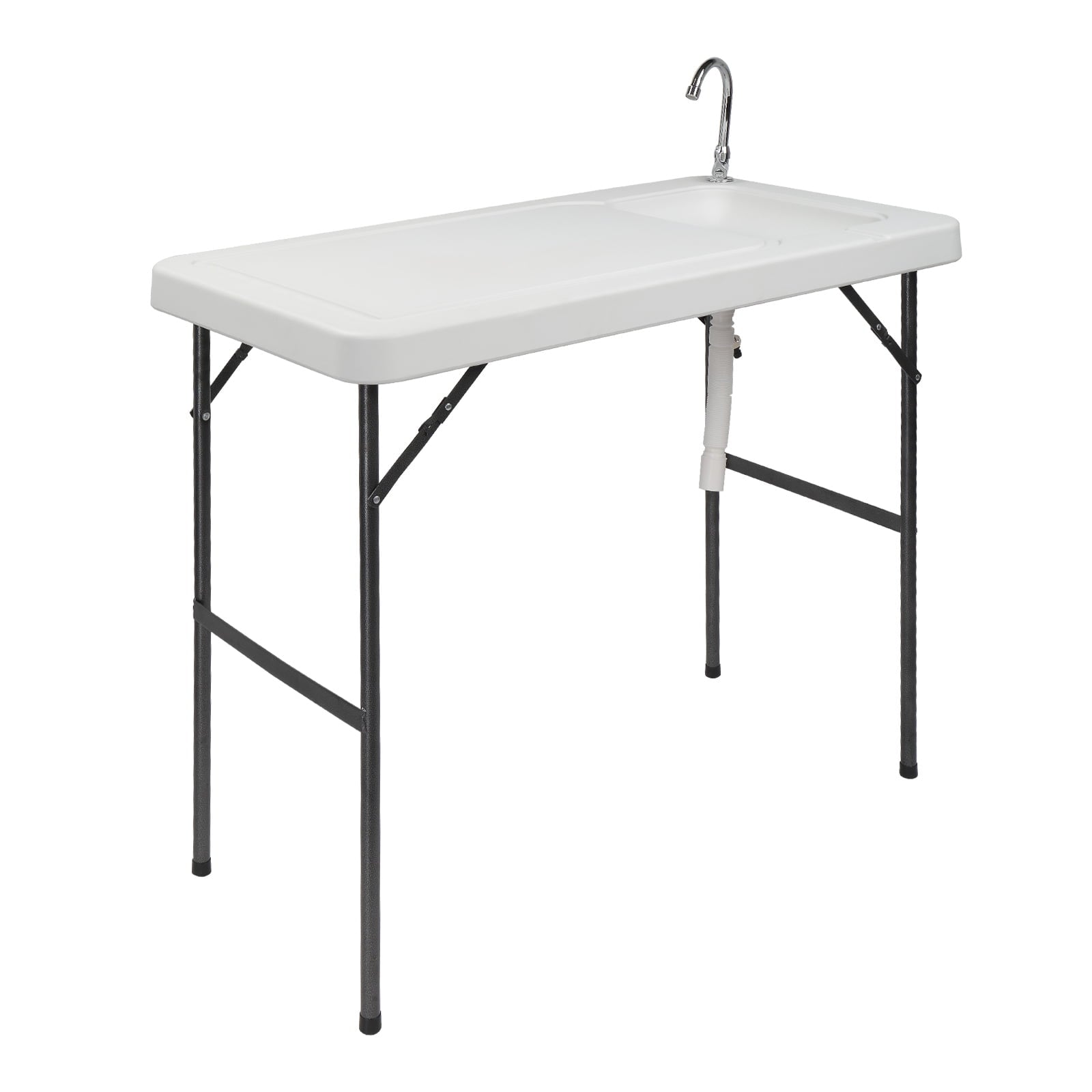 COOKCOK HDPE Rectangular With Barbed Wire Foldable Outdoor Table, 46"L x 24"W x 37"H, White