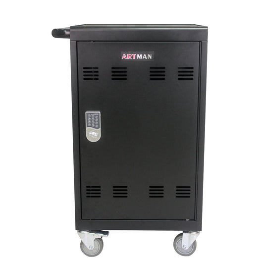 COOKCOK Mobile Charging Cart and Cabinet for Tablets Laptops 30-Device With Combination Lock, Black