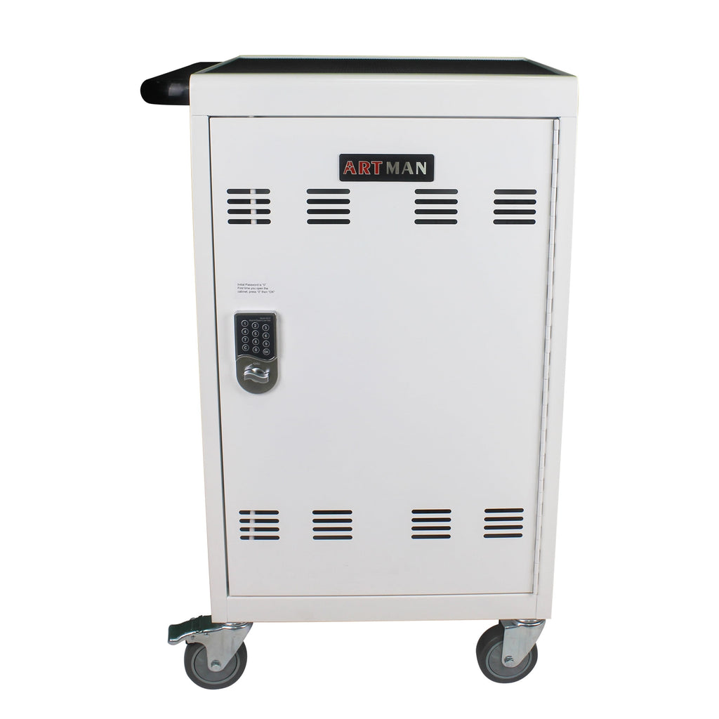 COOKCOK Mobile Charging Cart and Cabinet for Tablets Laptops 30-Device With Combination Lock, Black
