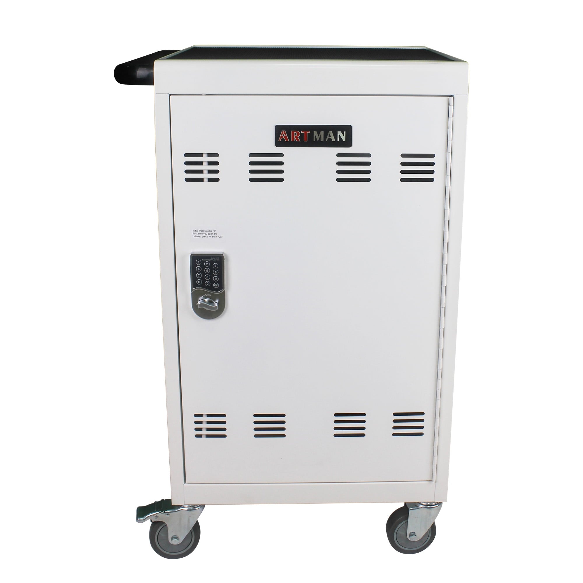 COOKCOK Mobile Charging Cart and Cabinet for Tablets Laptops 30-Device With Combination Lock, Black