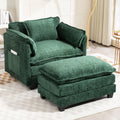 COOKCOK Oversized Accent Chair with Ottoman, Big Comfy Modular Cloud Accent Armchair for Living Room, Bedroom, Green