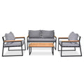 COOKCOK Patio Furniture Set, 4 Pieces with Table Set, High-Resiliency Sponge Cushions, Sets with Washable, Gray
