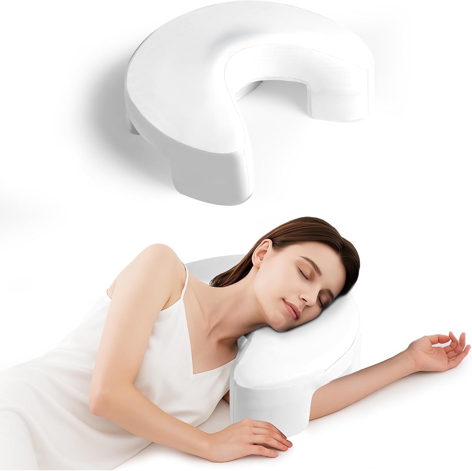 COOKCOK Side Sleeper Pillow for Adults, Ergonomic Memory Foam Pillow with Arm Hole for Neck and Shoulder Pain, Shoulder Pillow for Side Sleepers, Blue