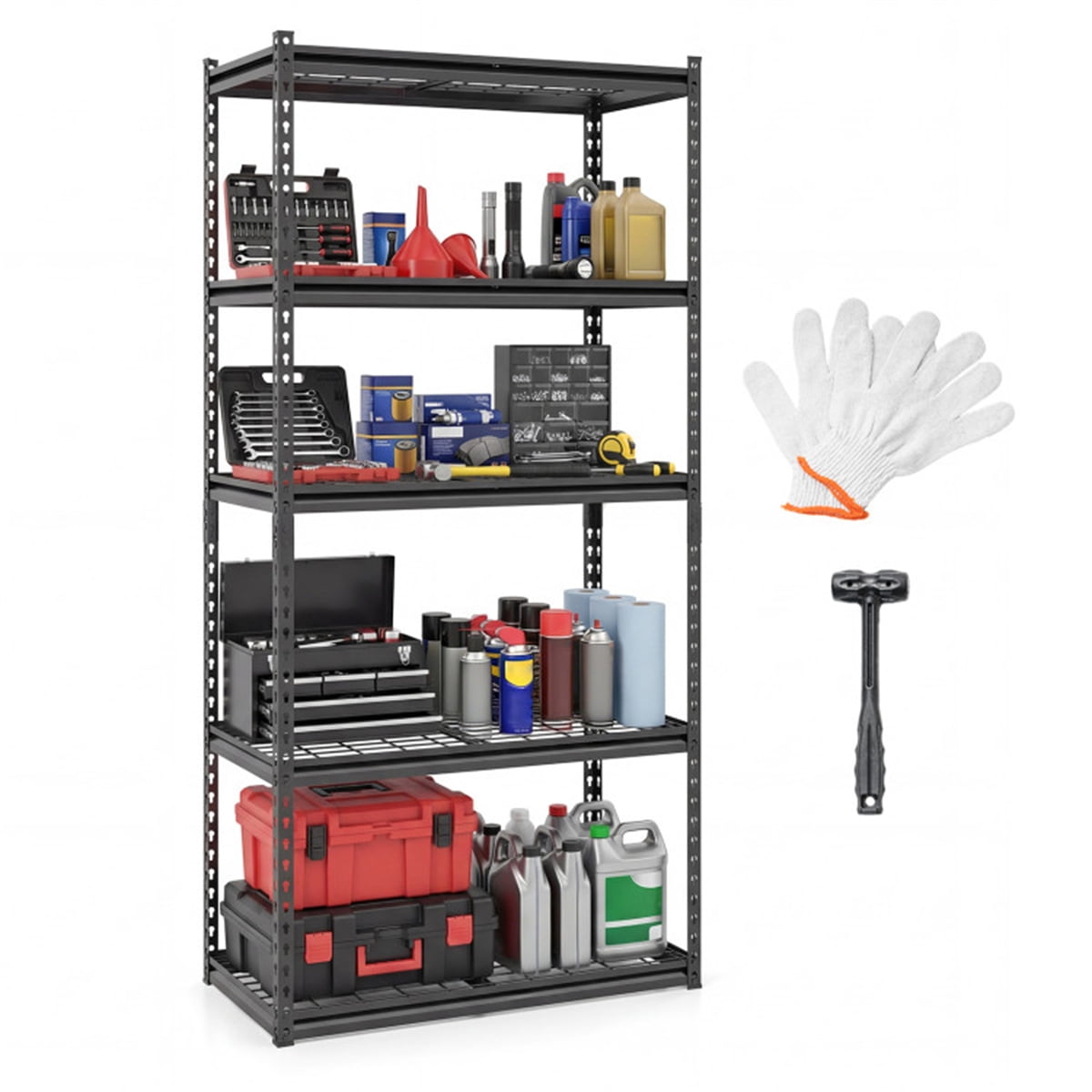 COOKCOK Storage Shelving Unit, 5-Tier Heavy Duty Garage Shelving, 36" W x 18" D x 72" H Adjustable Metal Shelves for Industrial Shelving Unit Utility Shelf, for Kitchen, Warehouse, Basement, Black