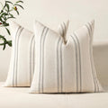 COOKCOK Throw Pillow Covers 20x20 Set of 2 Striped Pillow Covers Textured Linen Decorative Pillows Square Cushion Covers for Sofa Couch Bed Living Room Farmhouse Decor, Grey