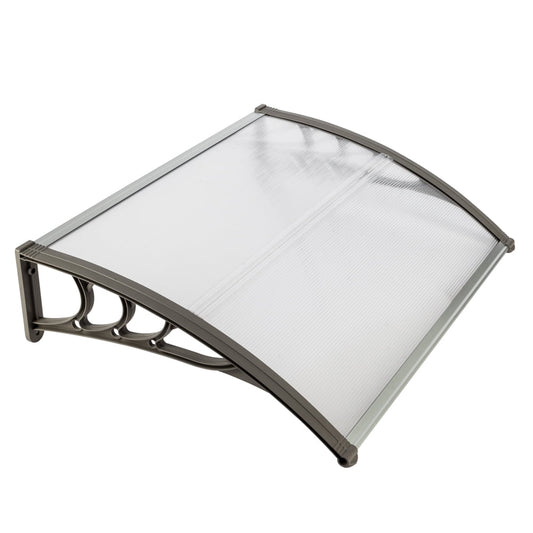 COOKCOK Window Awning Door Canopy, 40"x 40" Modern Design Polycarbonate Cover Awnings for Doors for UV Sunlight Rain Snow Protection Hollow Sheet/Grey Outdoor Awning Patio Door Window Cover