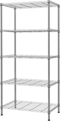 COOKCOK Wire Shelving Unit, 5-Tier Storage Shelf, 29.1"x 13.4"x 59.1" Metal Shelves, NSF Height Adjustable Heavy Duty Rack for Home Kitchen Bathroom Garage, 551lbs Capacity, Silver