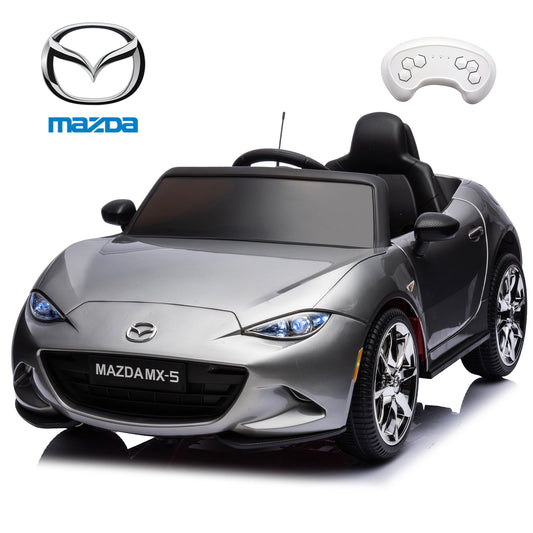 LISUEYNE 12V Kids Ride on Car w/Remote Control, Licensed MAZDA MX-5RF Electric Car for Boys Girls Age 3+, Rocking Car, Music, Grey