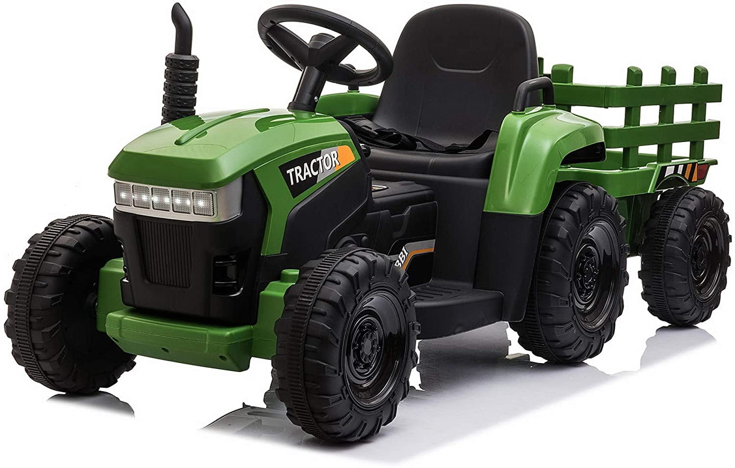 LISUEYNE 12V Ride on Tractor with Trailer,  Electric Car with Music, USB, LED Lights, Ride on Car for Kids Age 3-6 Years, Max Speed 5mph, Red