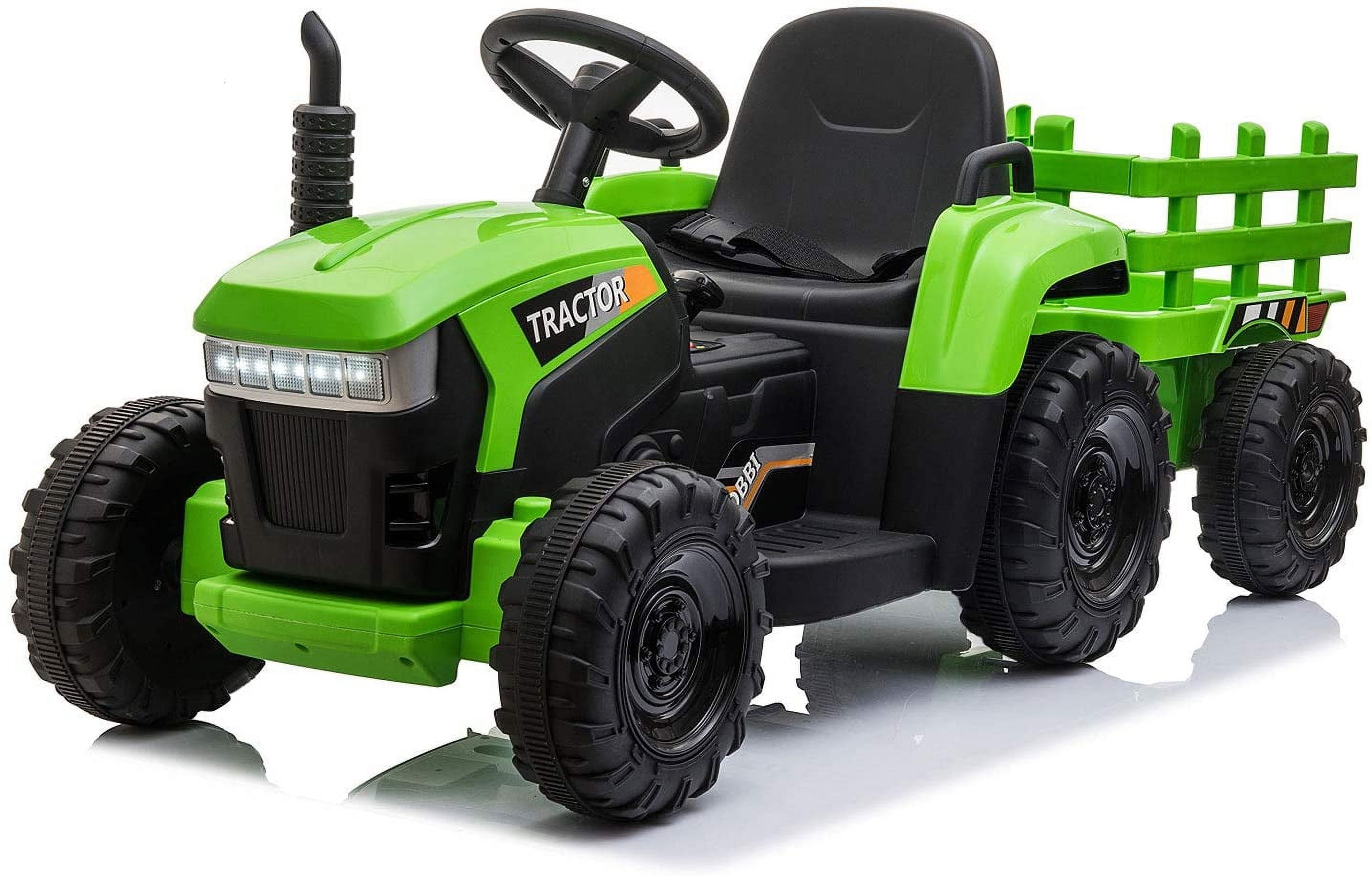 LISUEYNE 12V Ride on Tractor with Trailer,  Electric Car with Music, USB, LED Lights, Ride on Car for Kids Age 3-6 Years, Max Speed 5mph, Rose Red