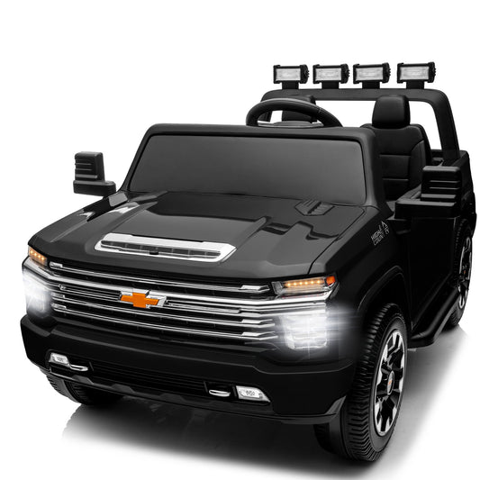 LISUEYNE 24 V Ride on Car, Licensed Silverado HD 2 Seater Electric Car for Boys Girls Age 3+, 24 V Ride on Truck with Remote Control, Music, ABC, Black