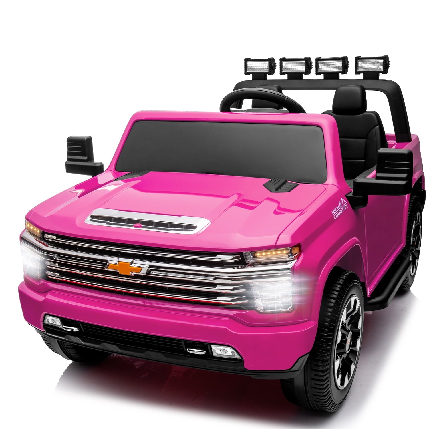 LISUEYNE 24 V Ride on Car, Licensed Silverado HD 2 Seater Electric Car for Boys Girls Age 3+, 24 V Ride on Truck with Remote Control, Music, ABC, Black
