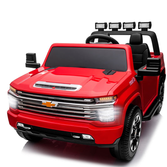 LISUEYNE 24 V Ride on Car, Licensed Silverado HD 2 Seater Electric Car for Boys Girls Age 3+, 24 V Ride on Truck with Remote Control, Music, ABC, Red