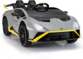 LISUEYNE 24V Licensed Lamborghini STO Ride on Car, Drift Electric Car for Boys Girls Age 3+, Remote Control, Music, Max Speed 6mph, Grey