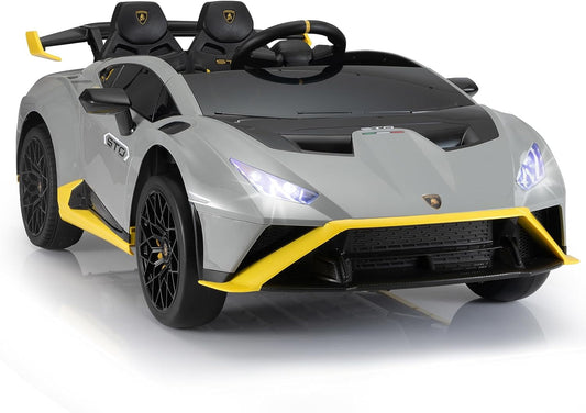 LISUEYNE 24V Licensed Lamborghini STO Ride on Car, Drift Electric Car for Boys Girls Age 3+, Remote Control, Music, Max Speed 6mph, Grey