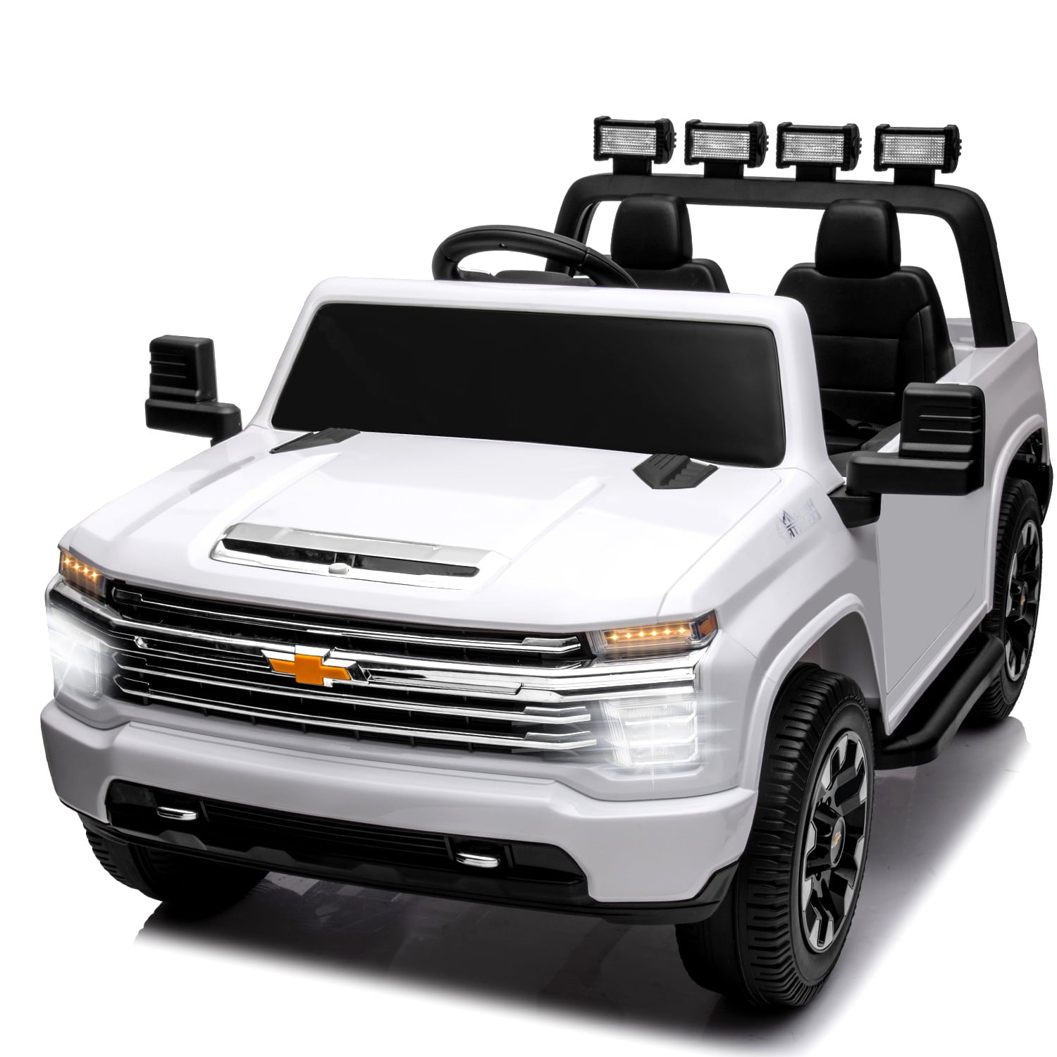LISUEYNE 24 V Ride on Car, Licensed Silverado HD 2 Seater Electric Car for Boys Girls Age 3+, 24 V Ride on Truck with Remote Control, Music, ABC, Black