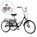 LISUEYNE Adult Folding Tricycles,Three Wheel Cruiser Bike,24 inch Wheels Adult Trikes with Low Step-Through,Large Basket,Foldable Tricycle for Adults,Women,Men,Adjustable Seat,Black