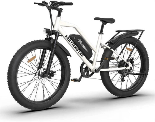 LISUEYNE Electric Bike, 750W E-Bike, Removable 48V 13Ah Li-Ion, 21 Speed Gears, LCD Display, Detachable Rear Rack Fender, White