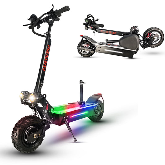 LISUEYNE Electric Scooter for Adults, Dual Drive 5600W Electric Scooter with Seat, Up to 50 MPH & 50 Miles,60V/27AH Battery, 11" Off-Road Vacuum Tire, Dual Braking System & Dual Chargers