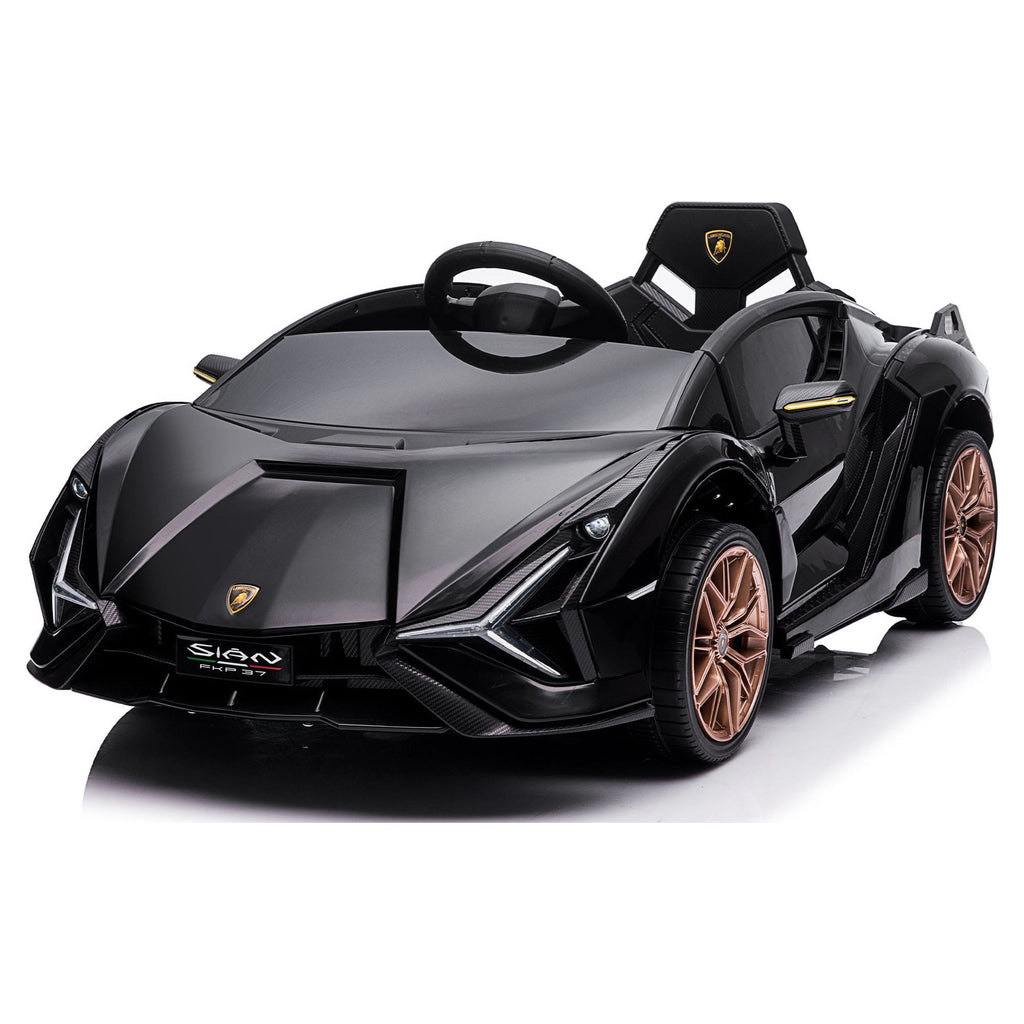 LISUEYNE Kids Ride on Car, 12V Lamborghini Sian Electric Car for Boys Girls, Remote Control, Black
