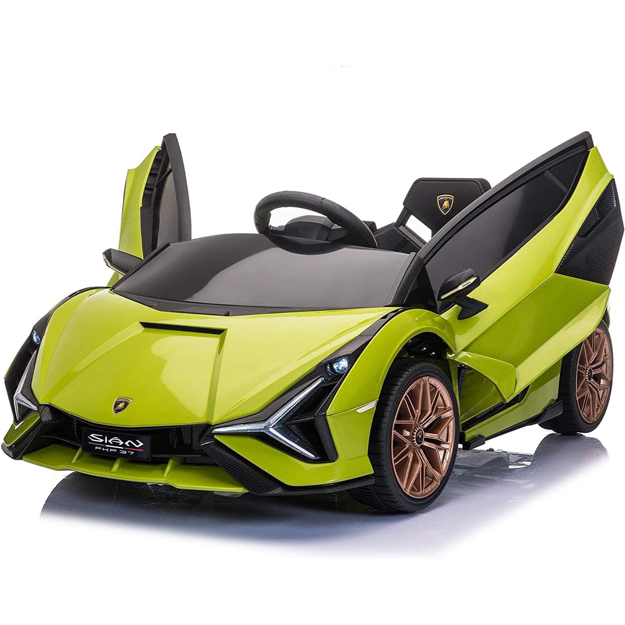 LISUEYNE Kids Ride on Car, 12V Lamborghini Sian Electric Car for Boys Girls, Remote Control, Black