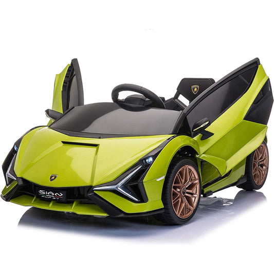 LISUEYNE Kids Ride on Car, 12V Lamborghini Sian Electric Car for Boys Girls, Remote Control, Green