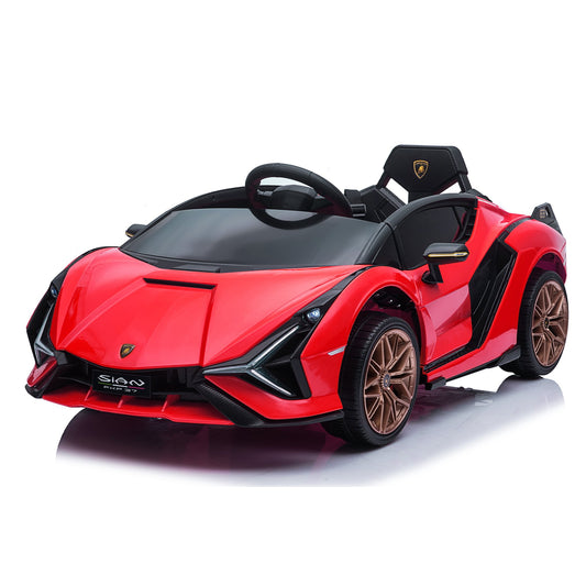 LISUEYNE Kids Ride on Car, 12V Lamborghini Sian Electric Car for Boys Girls, Remote Control, Red