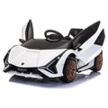 LISUEYNE Kids Ride on Car, 12V Lamborghini Sian Electric Car for Boys Girls, Remote Control, White