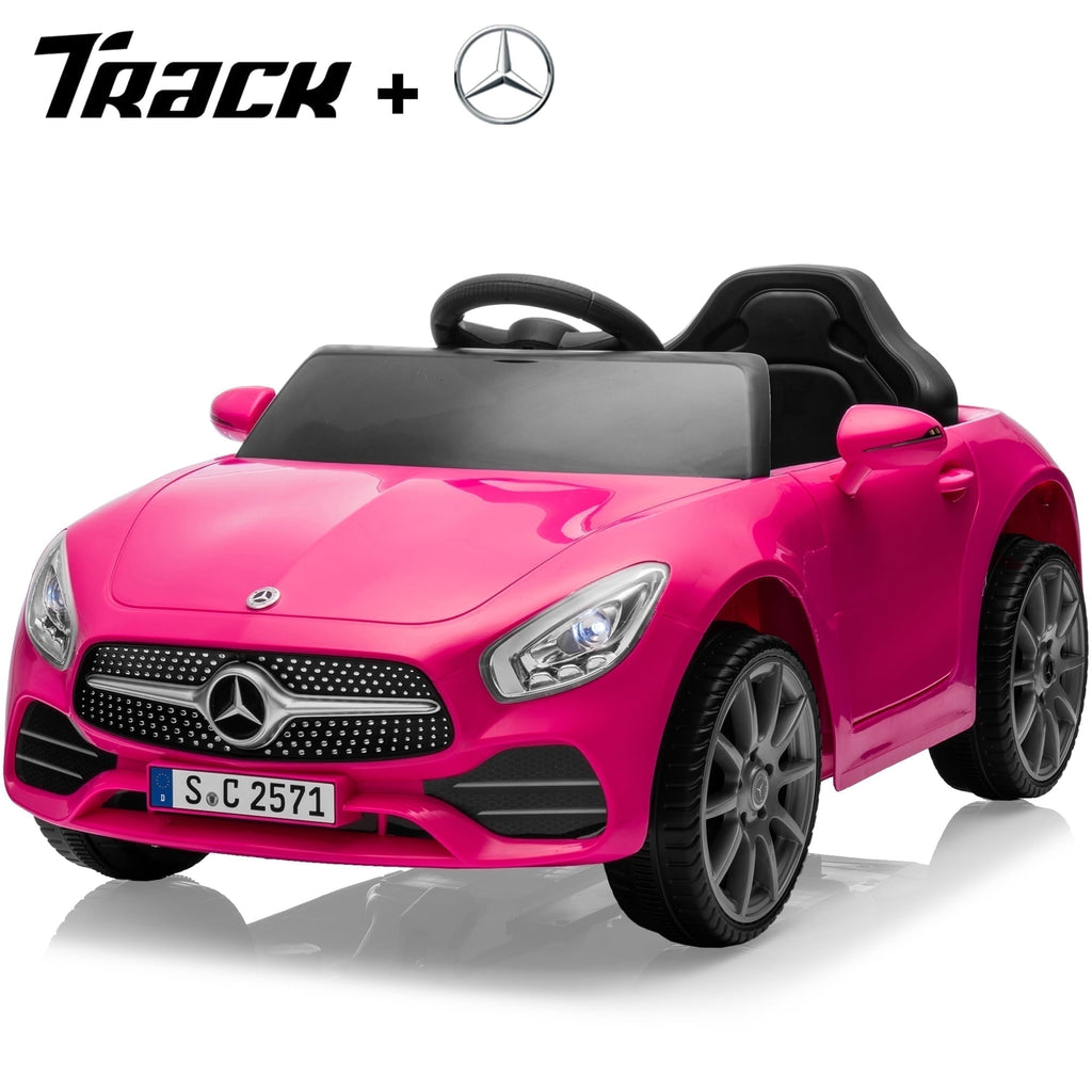 Track 7 12V Kids Ride On Car Licensed Mercedes Benz CLS 350, Electric Car with Remote Control, LED Lights, Music, USB, Power Display, Outdoor Toys for Boys Girls Toddlers Ages 2-4, Pink