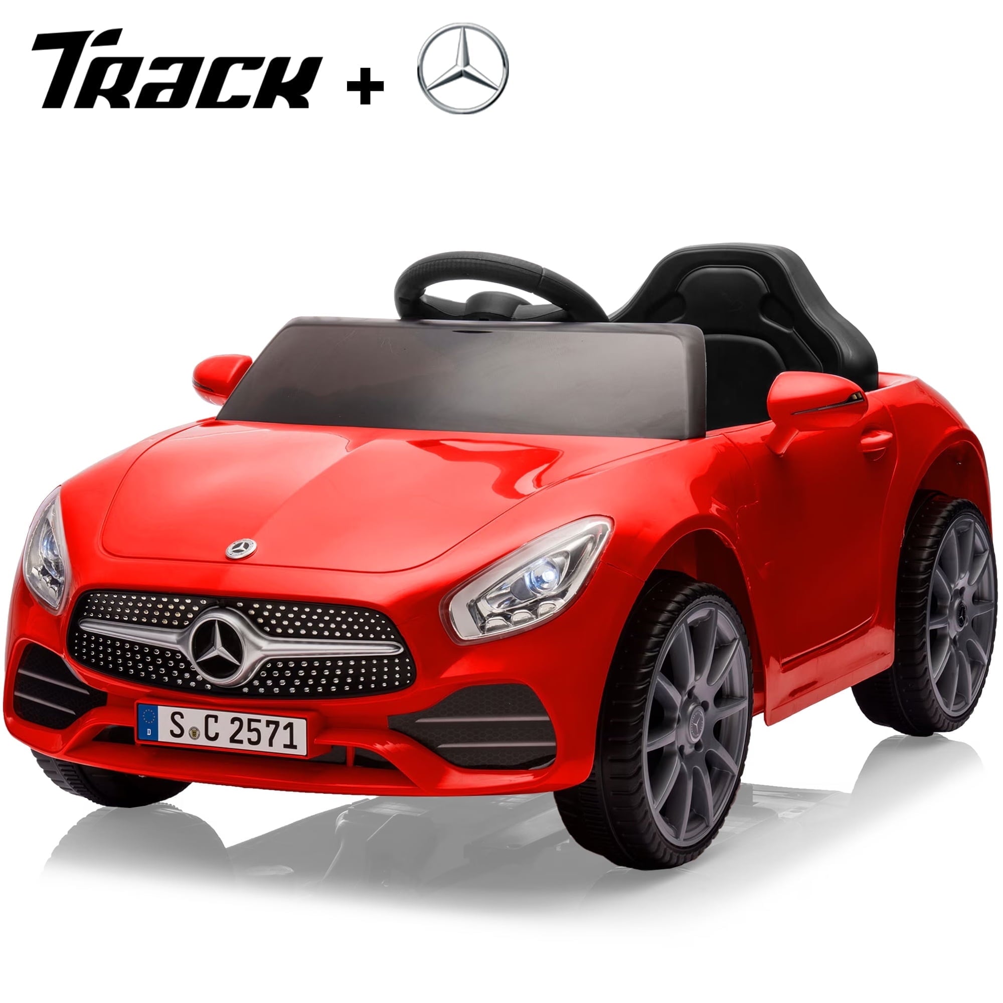 Track 7 12V Kids Ride On Car Licensed Mercedes Benz CLS 350, Electric Car with Remote Control, LED Lights, Music, USB, Power Display, Outdoor Toys for Boys Girls Toddlers Ages 2-4, Red