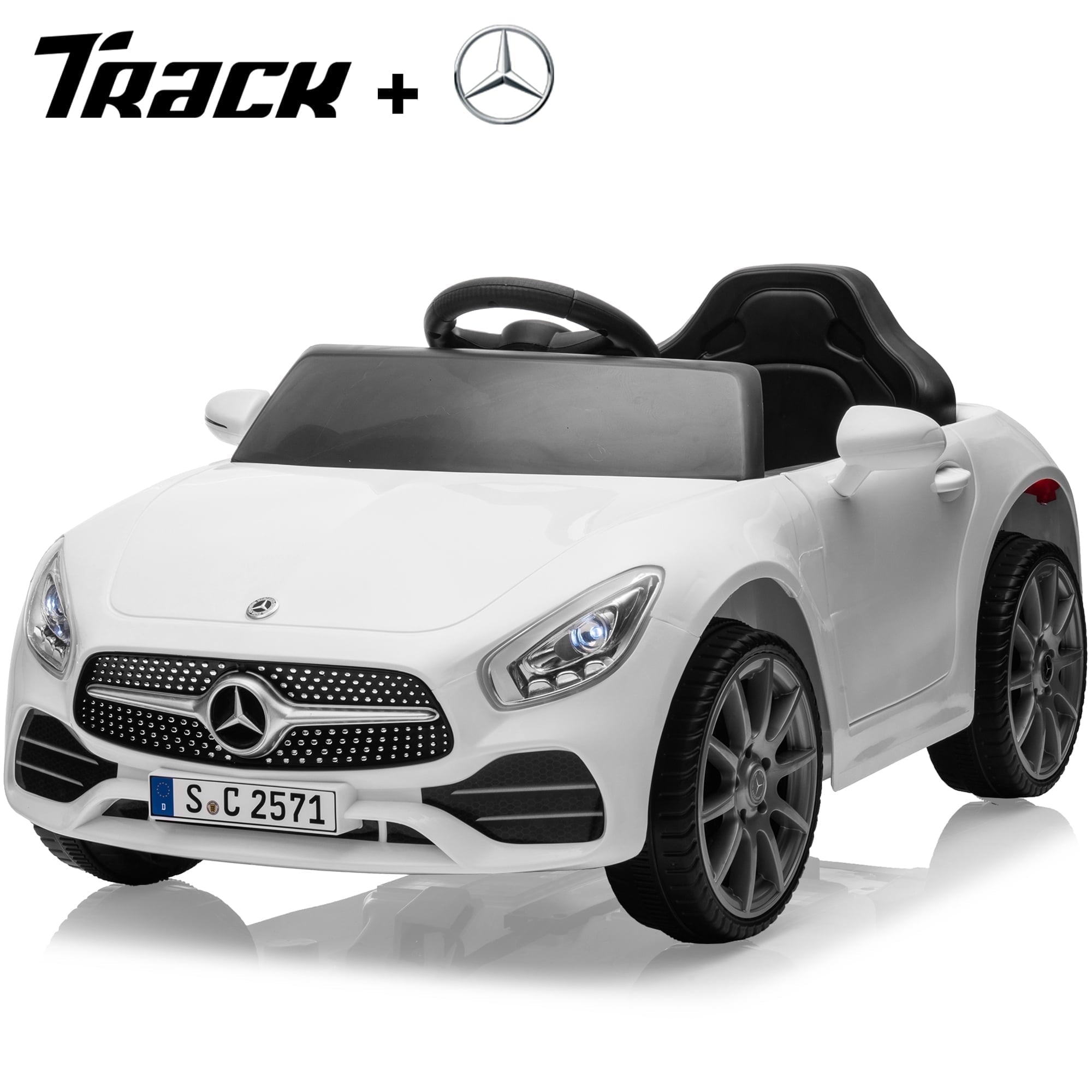 Track 7 12V Kids Ride On Car Licensed Mercedes Benz CLS 350, Electric Car with Remote Control, LED Lights, Music, USB, Power Display, Outdoor Toys for Boys Girls Toddlers Ages 2-4, Pink