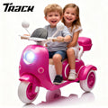 Track Seven 12V Ride on Motorcycle, 2-Seater Electric Motorcycle with Dual Motor, 3 Wheels Motorbike with Bluetooth, LED Lights, Storage Box, Front Hook, Ride on Toy Car for Boys Girls Aged 3+