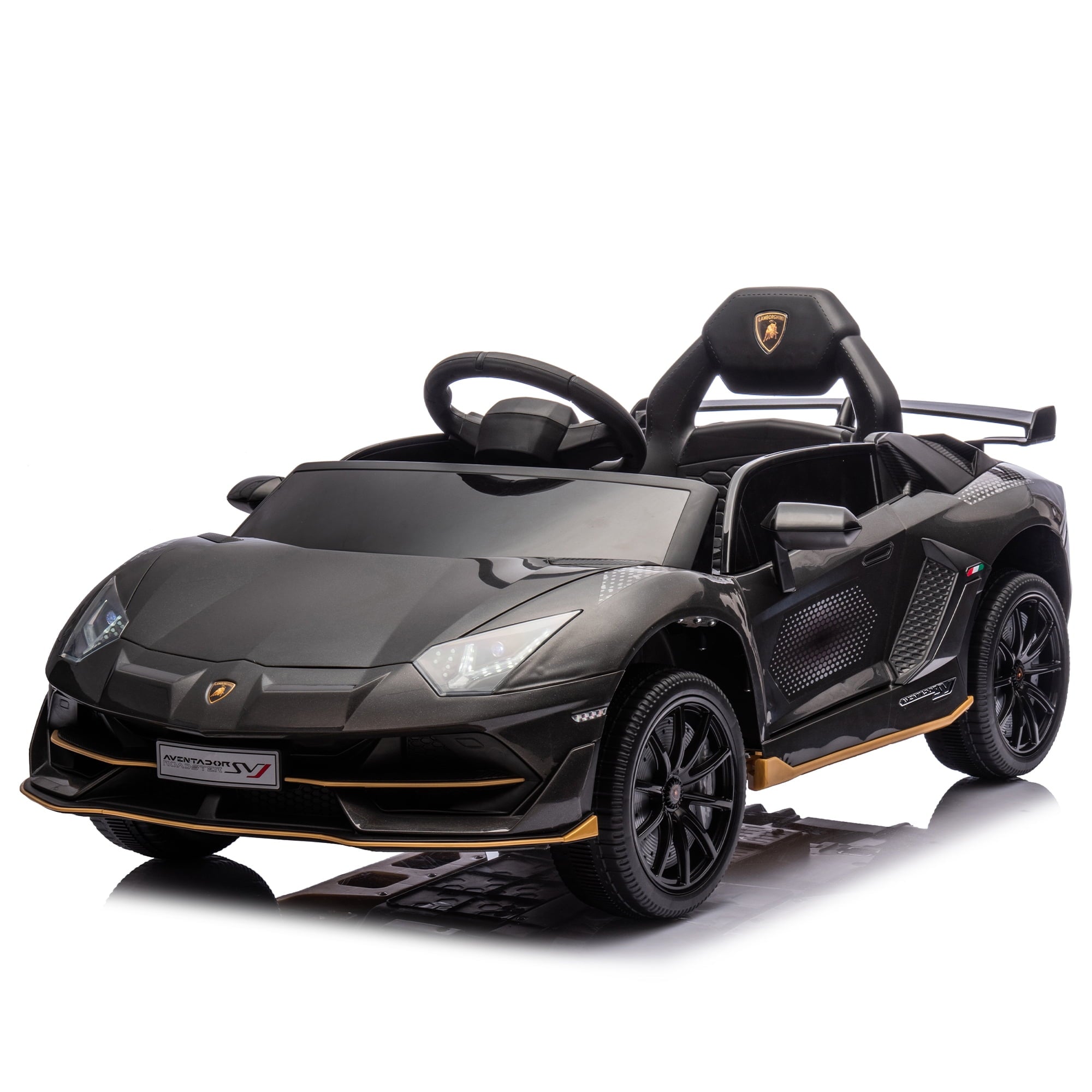 SUSIELADY 12V Kids Ride on Car, Licensed Lamborghini, with Remote Control, Hydraulic Pressure Door, Slow Start, Bluetooth, Music, for Kids Aged 3+