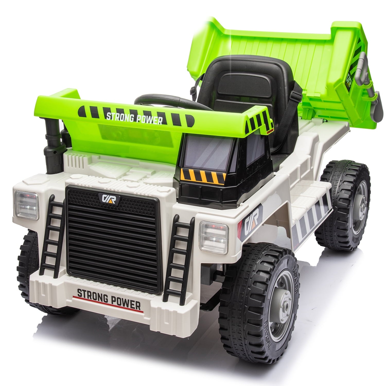 SUSIELADY 12V Kids Ride on Car, Ride On Truck with Dump Bed, Shovel, Phone stand, Ride on Construction Vehicle with Remote Control, Music, USB, Story