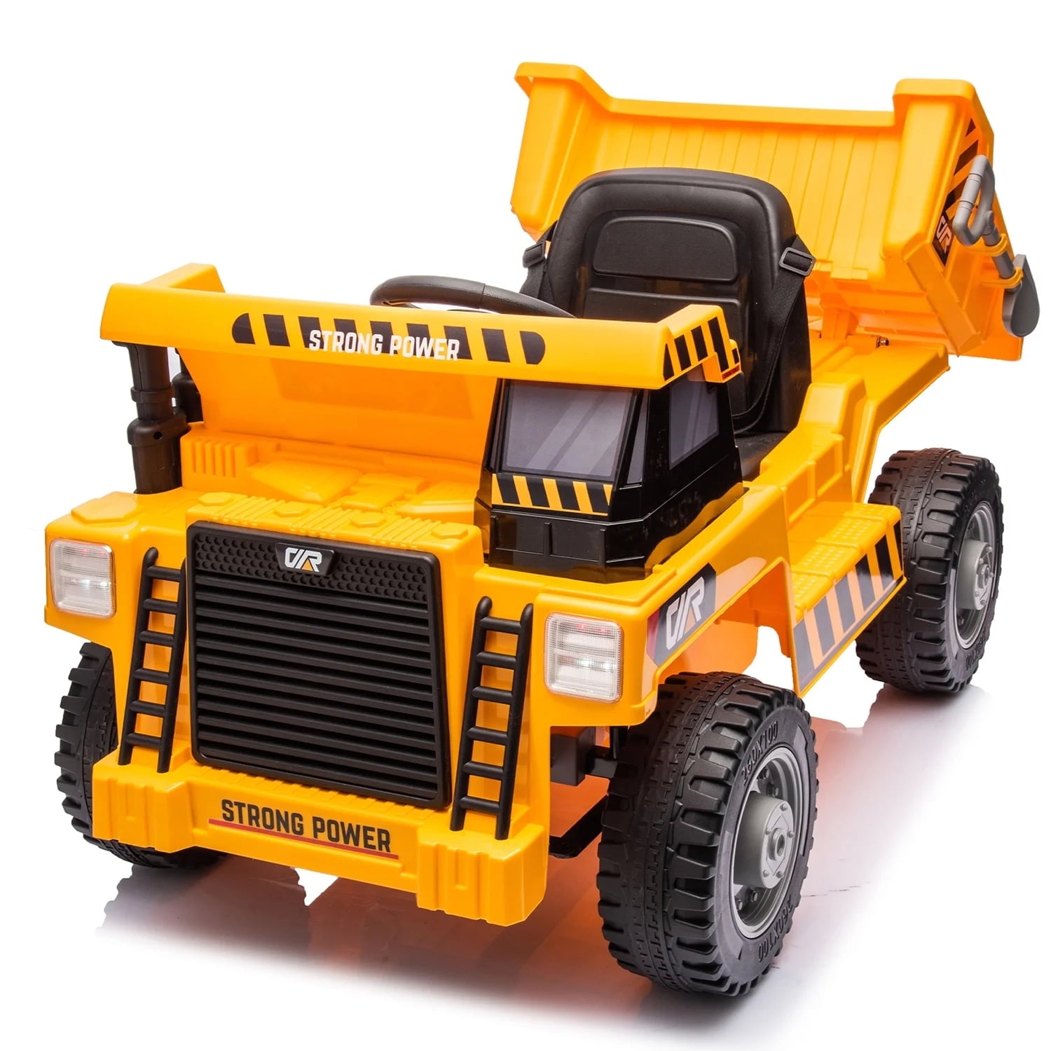 SUSIELADY 12V Kids Ride on Car, Ride On Truck with Dump Bed, Shovel, Phone stand, Ride on Construction Vehicle with Remote Control, Music, USB, Story