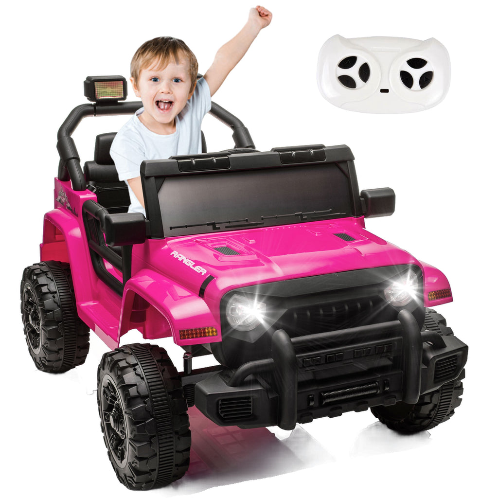 SUSIELADY 12V Kids Ride on Car, Ride on Truck, Dual drive, Four-Wheel Suspension, Slow Start, with Remote Control, Music, Bluetooth, for Kids Aged 3+