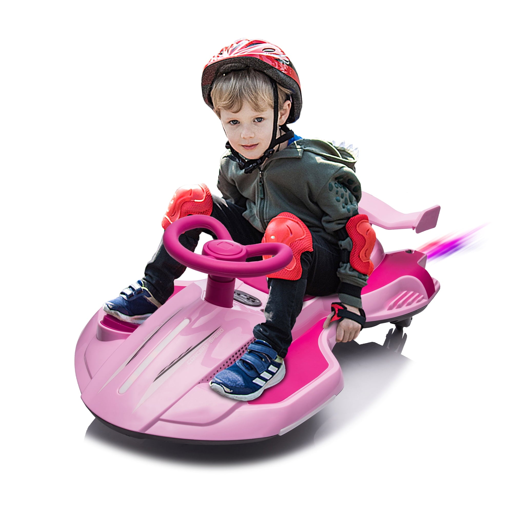 SUSIELADY 12V Kids Ride on Electric Scooter, Ride on 360°Drift Car with Spray Function, Cool Operation ,Front & Side Lights design, Bluetooth, Music