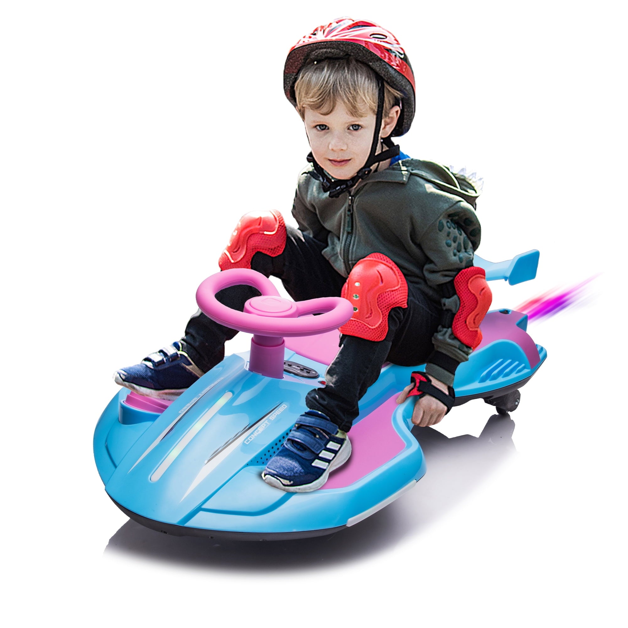 SUSIELADY 12V Kids Ride on Electric Scooter, Ride on 360°Drift Car with Spray Function, Cool Operation ,Front & Side Lights design, Bluetooth, Music