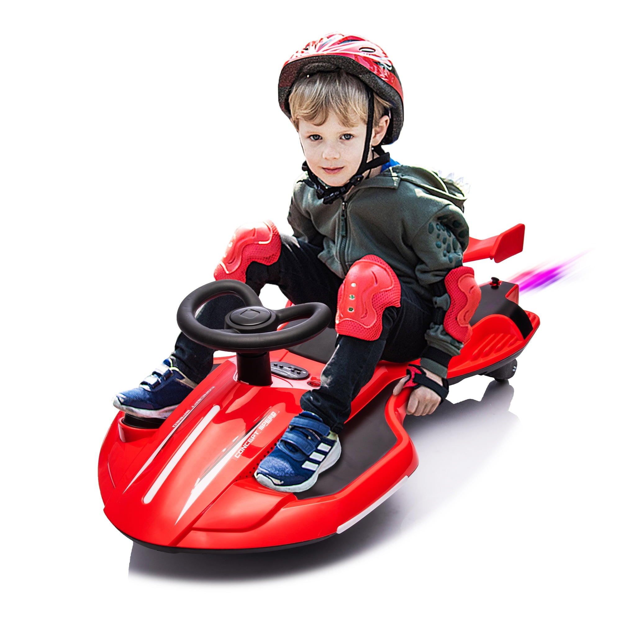 SUSIELADY 12V Kids Ride on Electric Scooter, Ride on 360°Drift Car with Spray Function, Cool Operation ,Front & Side Lights design, Bluetooth, Music