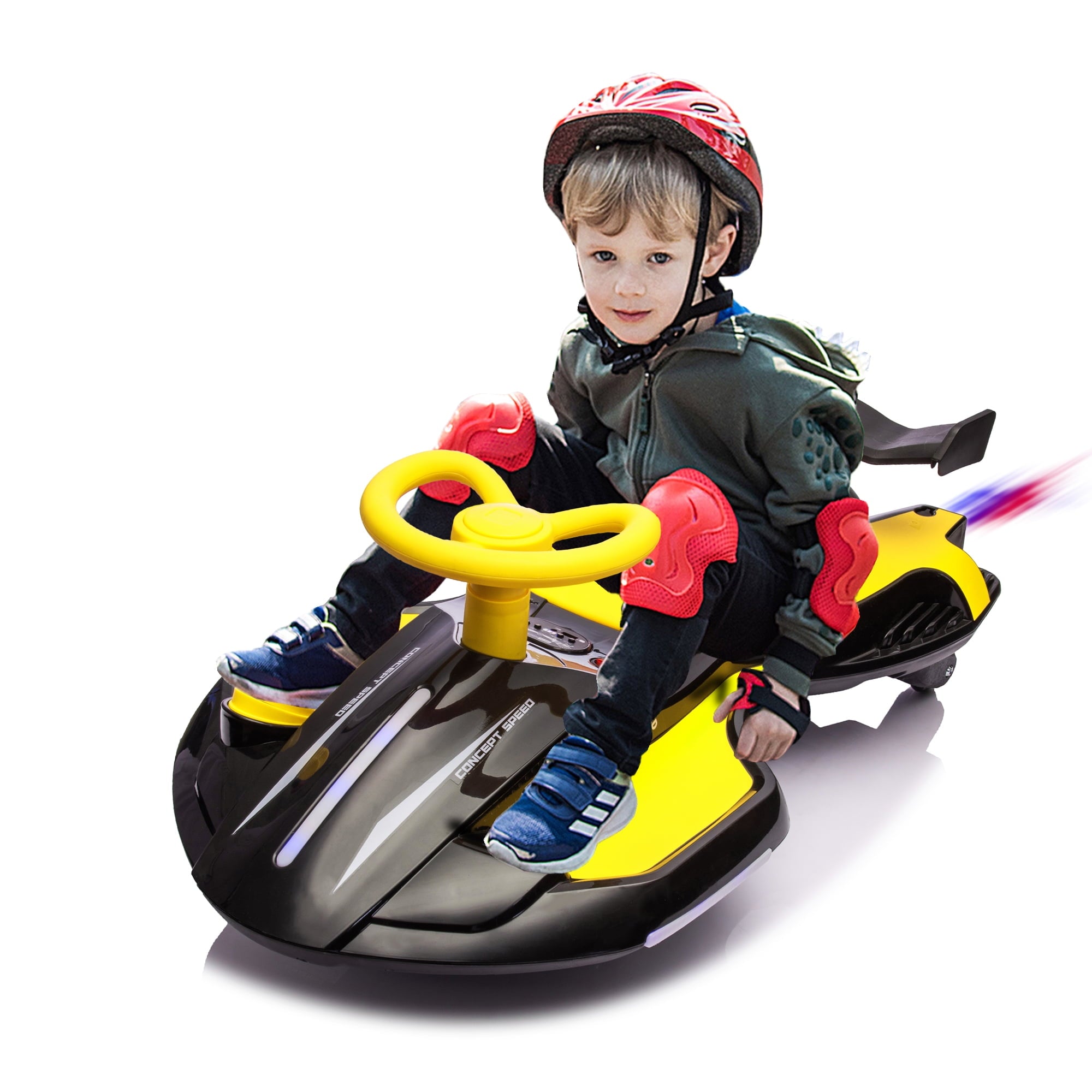 SUSIELADY 12V Kids Ride on Electric Scooter, Ride on 360°Drift Car with Spray Function, Cool Operation ,Front & Side Lights design, Bluetooth, Music